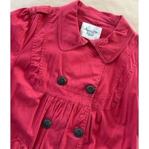 American Rag Cie Womens Red Double Breasted Babydoll Trench Jacket Plus Size 2X